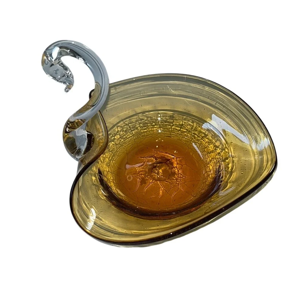 Glass swan‎ trinket dish